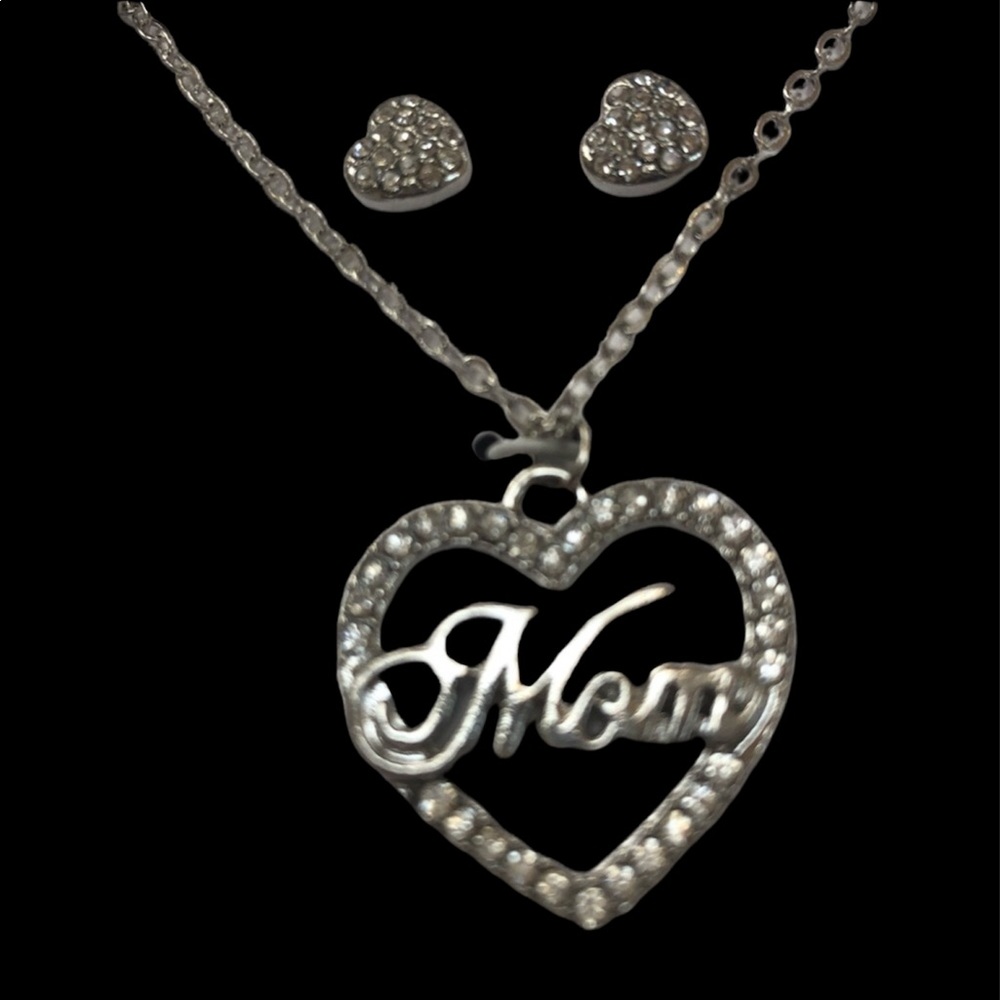 Mom Crystal Heart Necklace/Earring‎ S…